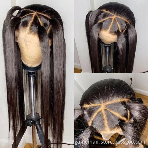 Virgin Brazilian Raw Hair Silk Straight 13x4 Lace Front Hair Wigs Bone Straight Human Hair